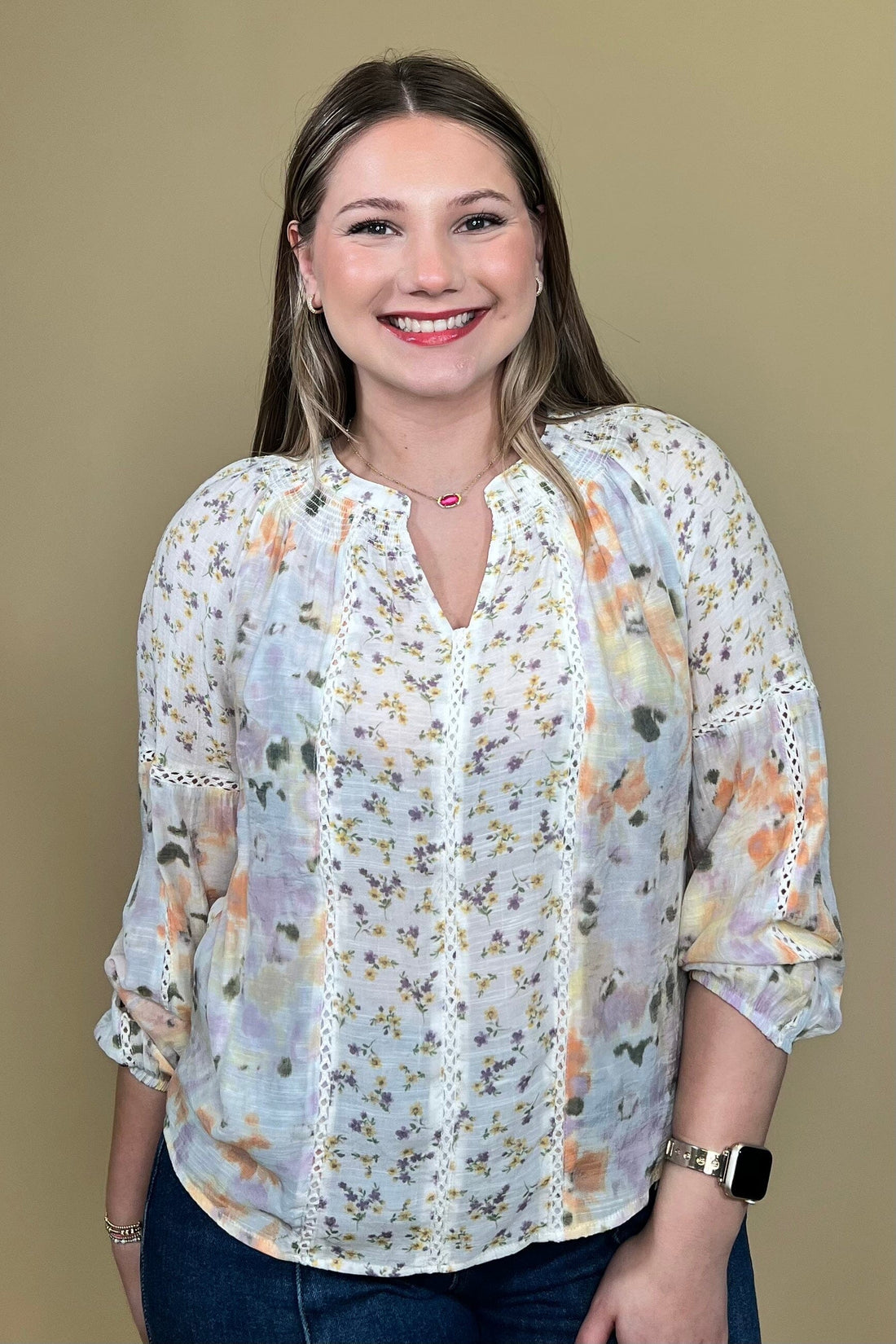 Long Sleeve Floral Top w/Eyelet Lace Detail MISSY TOP SPECIAL ZAC & RACHEL