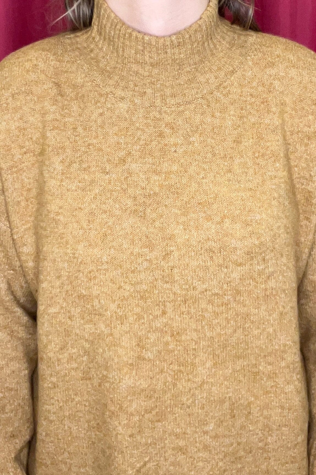 Long Sleeve Mock Neck Sweater w/Ribbing SWEATER KEREN HART 