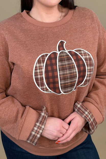 Pumpkin Patchwork Top JRTOP CASUAL TOP:~~Unassigned~~ SHE&amp;SKY 