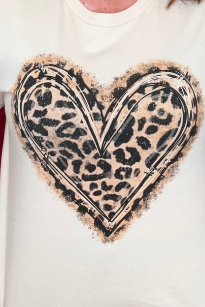 Leopard Heart T-Shirt MISSY BASIC KNIT REBELROSE/ATTITUDETEES 