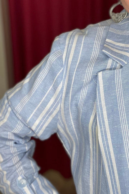 Long Sleeve Striped Blazer OUTFIT COMPLETER KEREN HART 