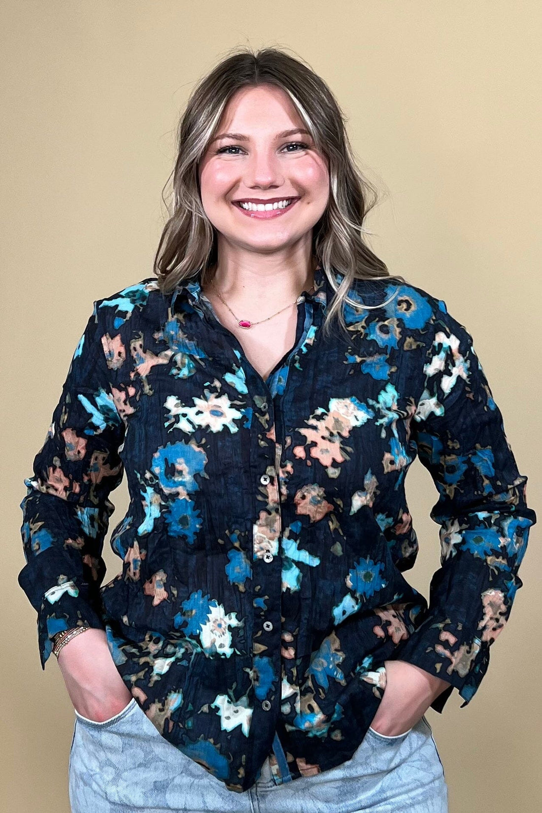Glowy Floral Core Cotton Shirt MISSY TOP SPECIAL NIC+ZOE 