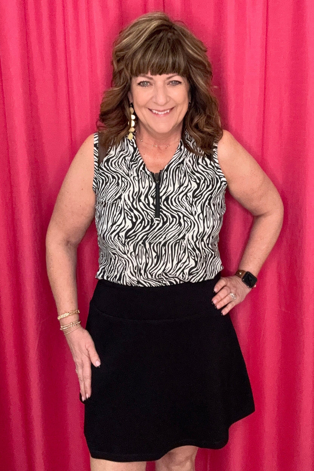 Sleeveless Zip Mock Neck Top UNDER TRIBAL 