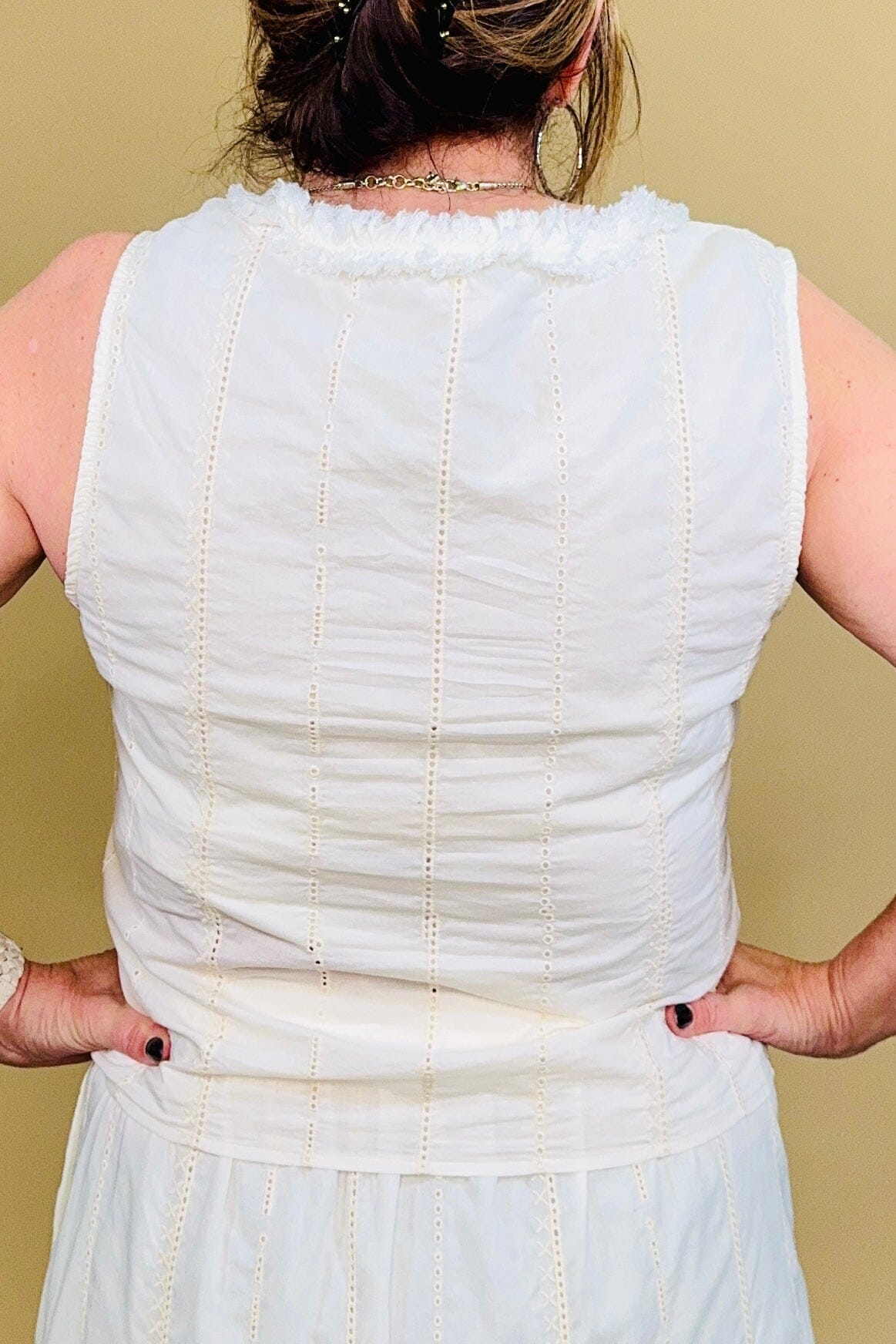 Sleeveless Pintucked Woven Top w/ Ruffles MISSY TOP SPECIAL LIVERPOOL 