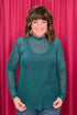 Long Sleeve Mesh w/Pearl Sleeve Detail MISSY BASIC KNIT SOUTHERN GRACE GRN S 