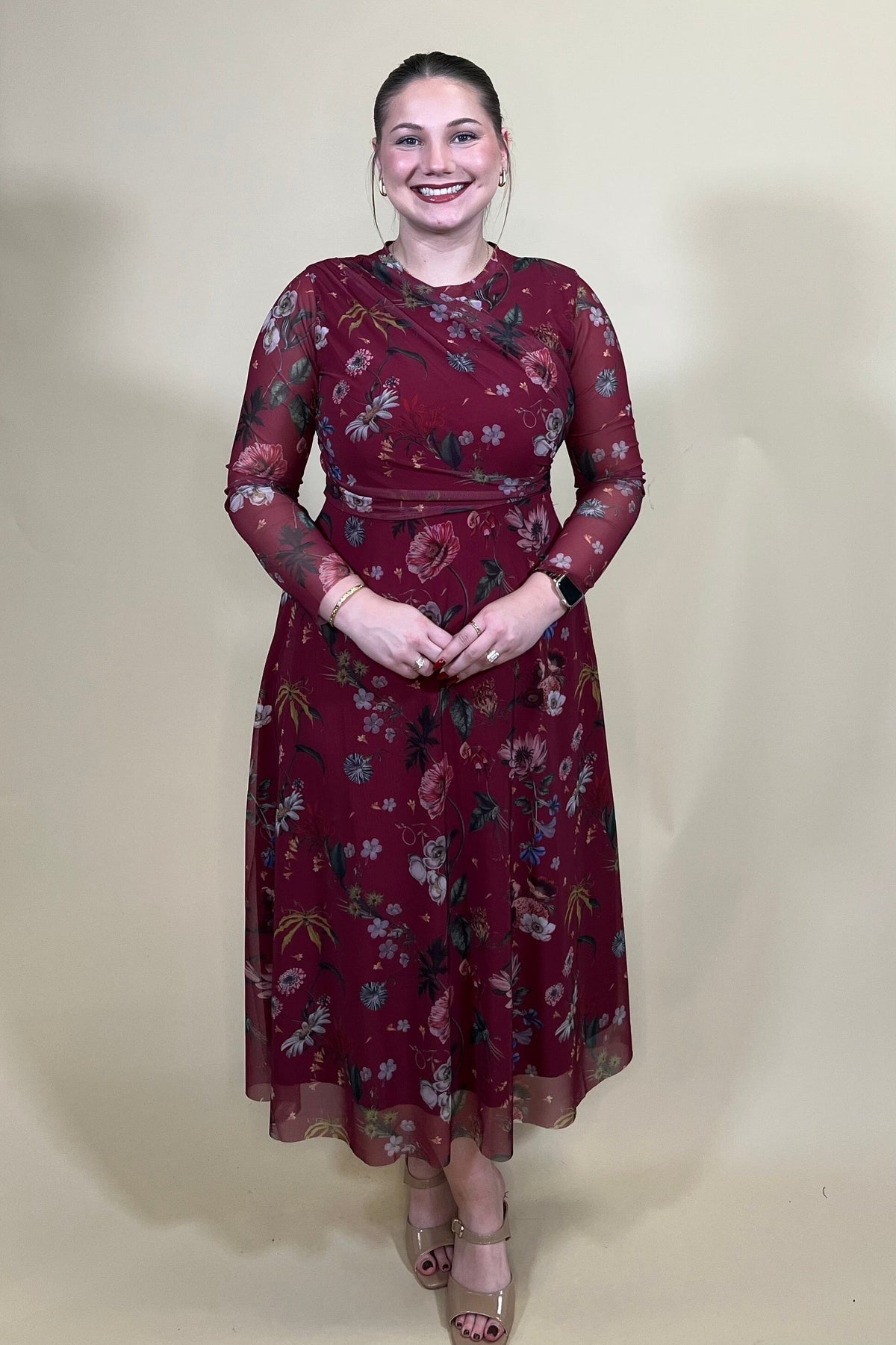 Round Neck Floral Midi Dress DRESS:~~Unassigned~~ ISLE 