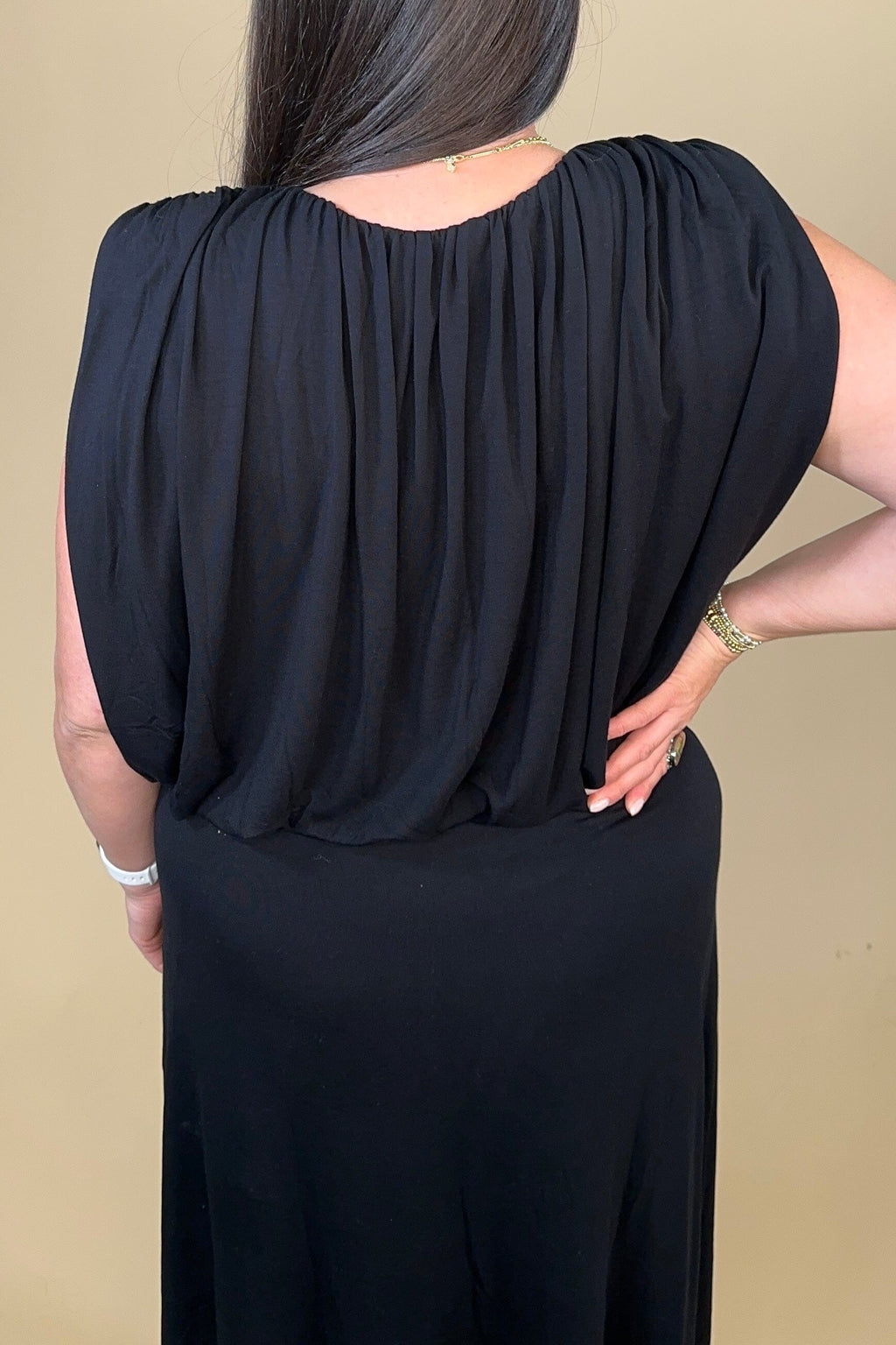 Sleeveless Draped Knit Asymmetrical Dress DRESS LIVERPOOL 