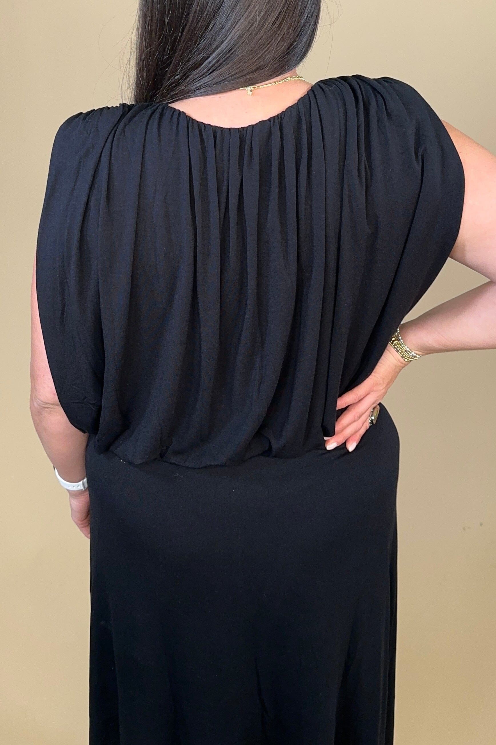 Sleeveless Draped Knit Asymmetrical Dress DRESS LIVERPOOL 