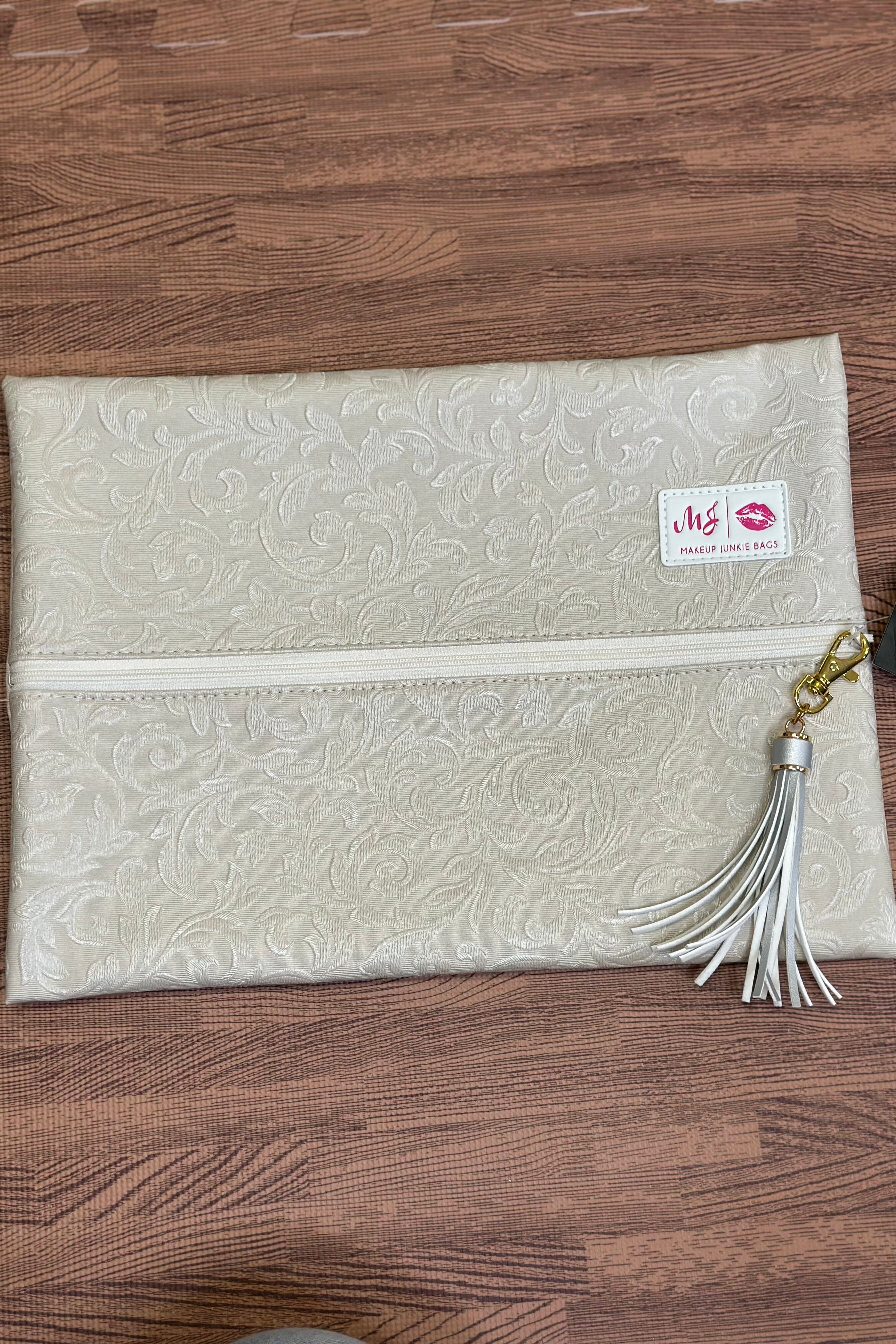 Makeup Junkie Large Cream Embossed HANDBAGS MAKEUPJUNKIE 