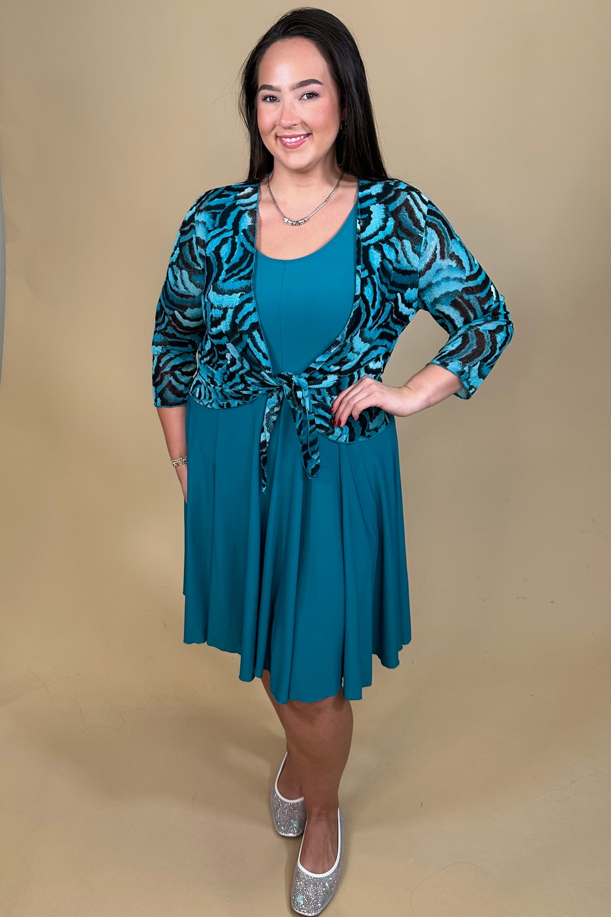 Turquoise Roses Lightweight Shrug
