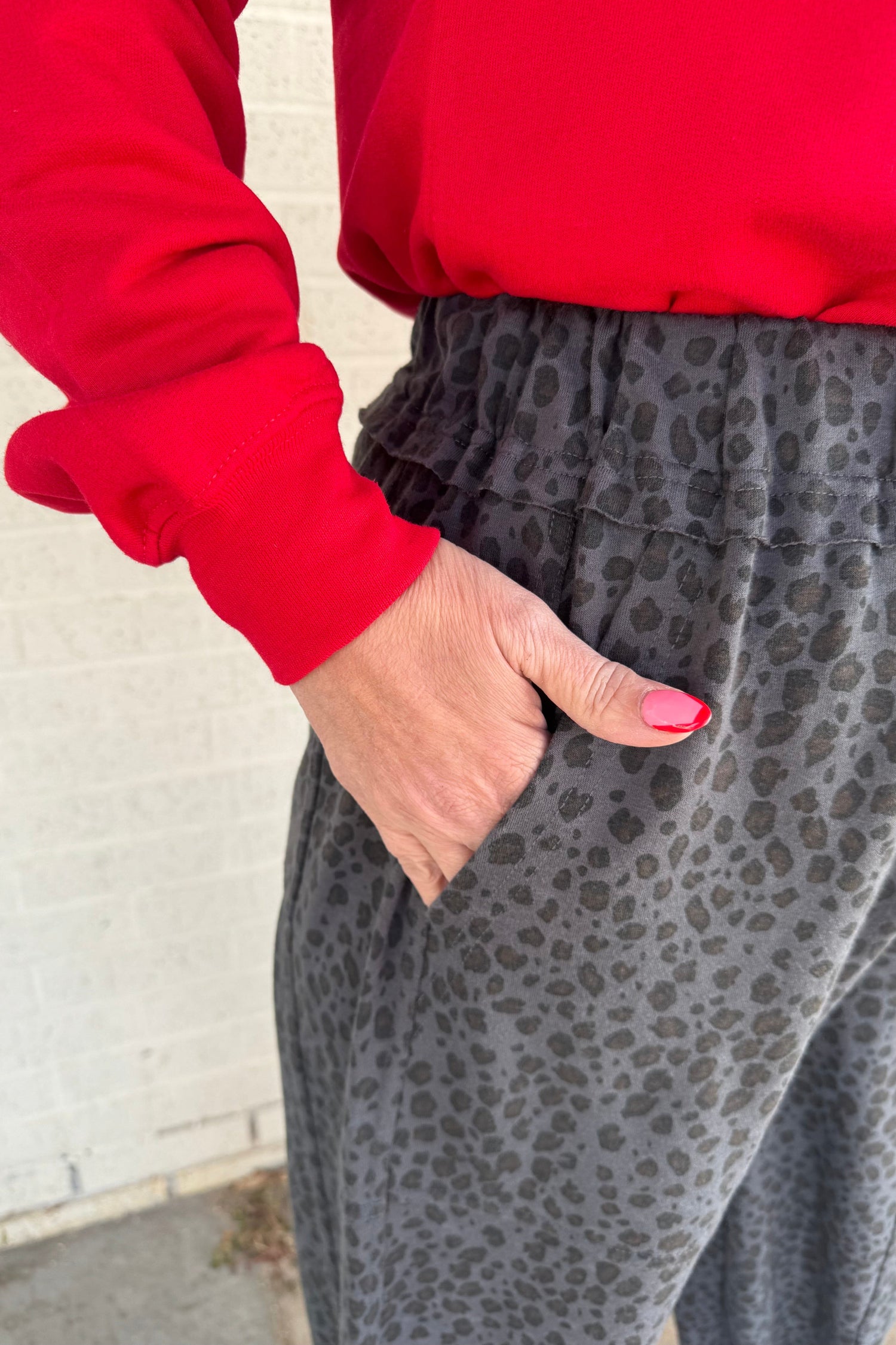 Leopard Printed Pull On Pant w/Drawstring BOTTOMS EASEL 