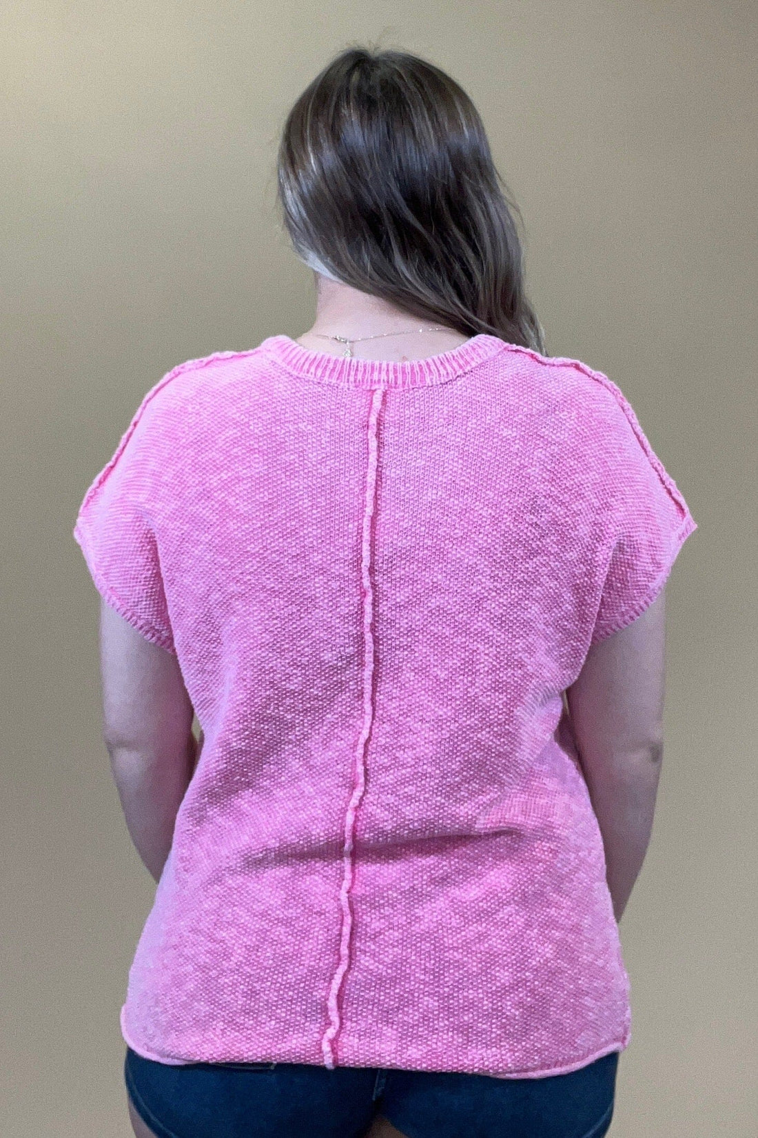 Sleeveless Boxy Scoop Neck Sweater w/Center Seam JRTOP CASUAL TOP VERYJ 