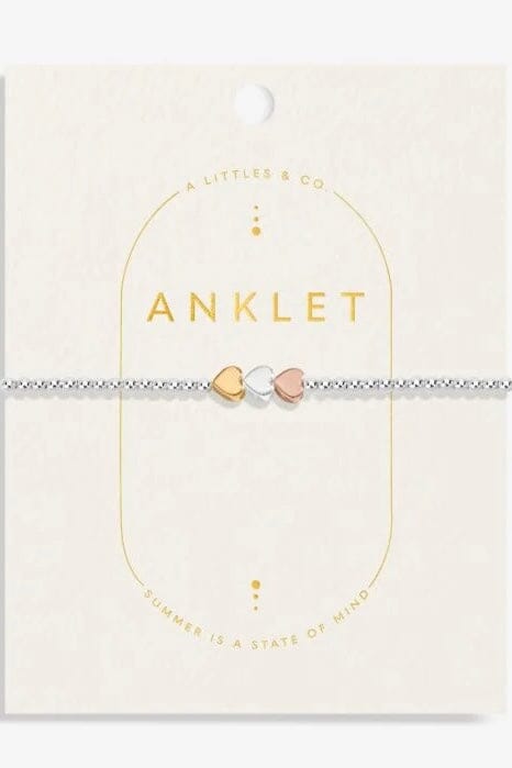 Three Tone Heart Anklet JEWELRY A LITTLES &amp; CO 