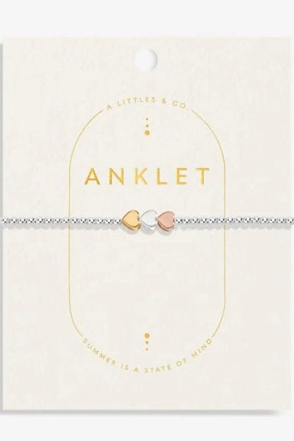 Three Tone Heart Anklet JEWELRY A LITTLES &amp; CO 