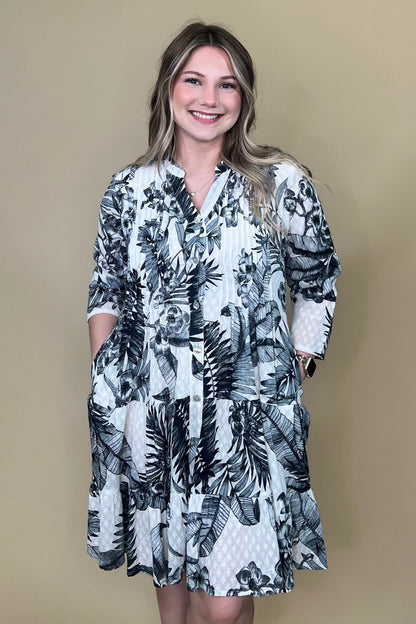 Textured Printed Button Down Dress DRESS PARSLEY &amp; SAGE 