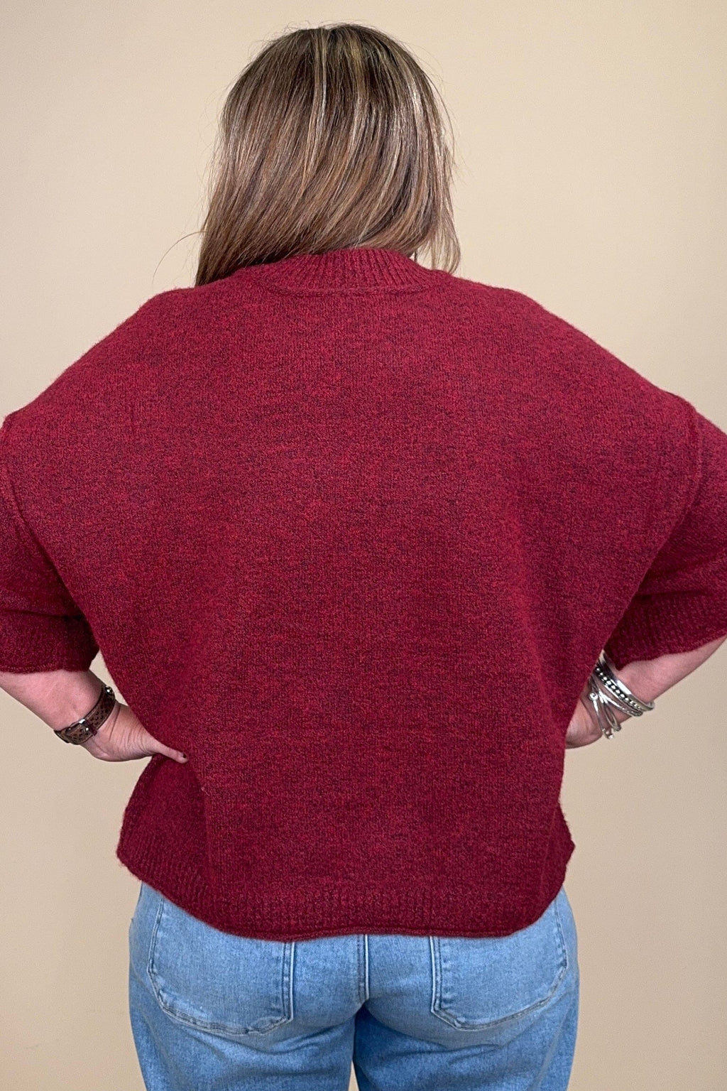 Lofty Elbow Sleeve Crew Neck Sweater MISSY TOP SPECIAL TRIBAL 