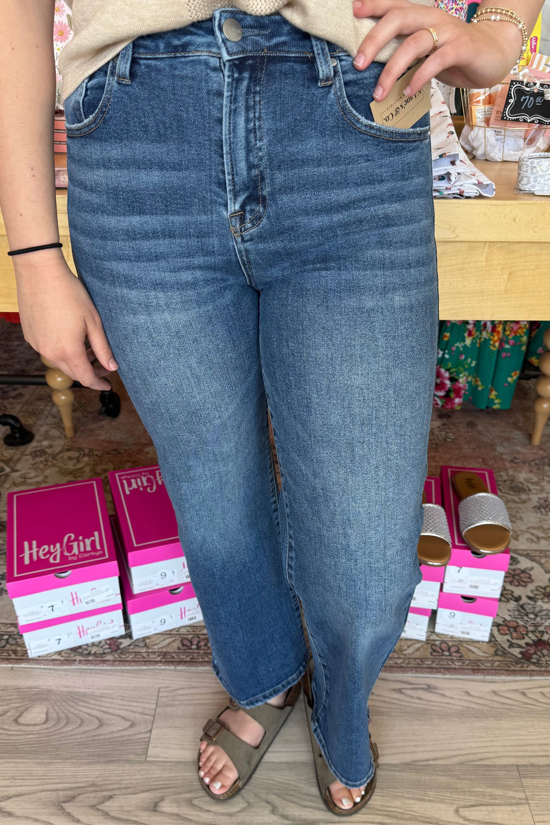 High Rise Straight Ankle Relaxed Fit JEANS RISEN 
