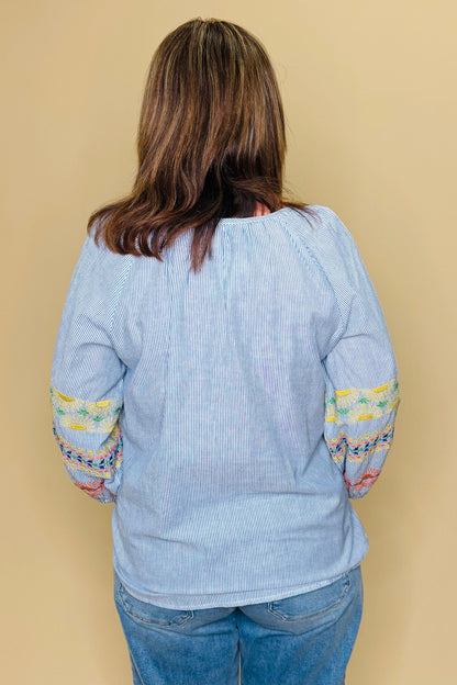 Raglan Sleeve Blouse w/Embroidery MISSY TOP SPECIAL TRIBAL 