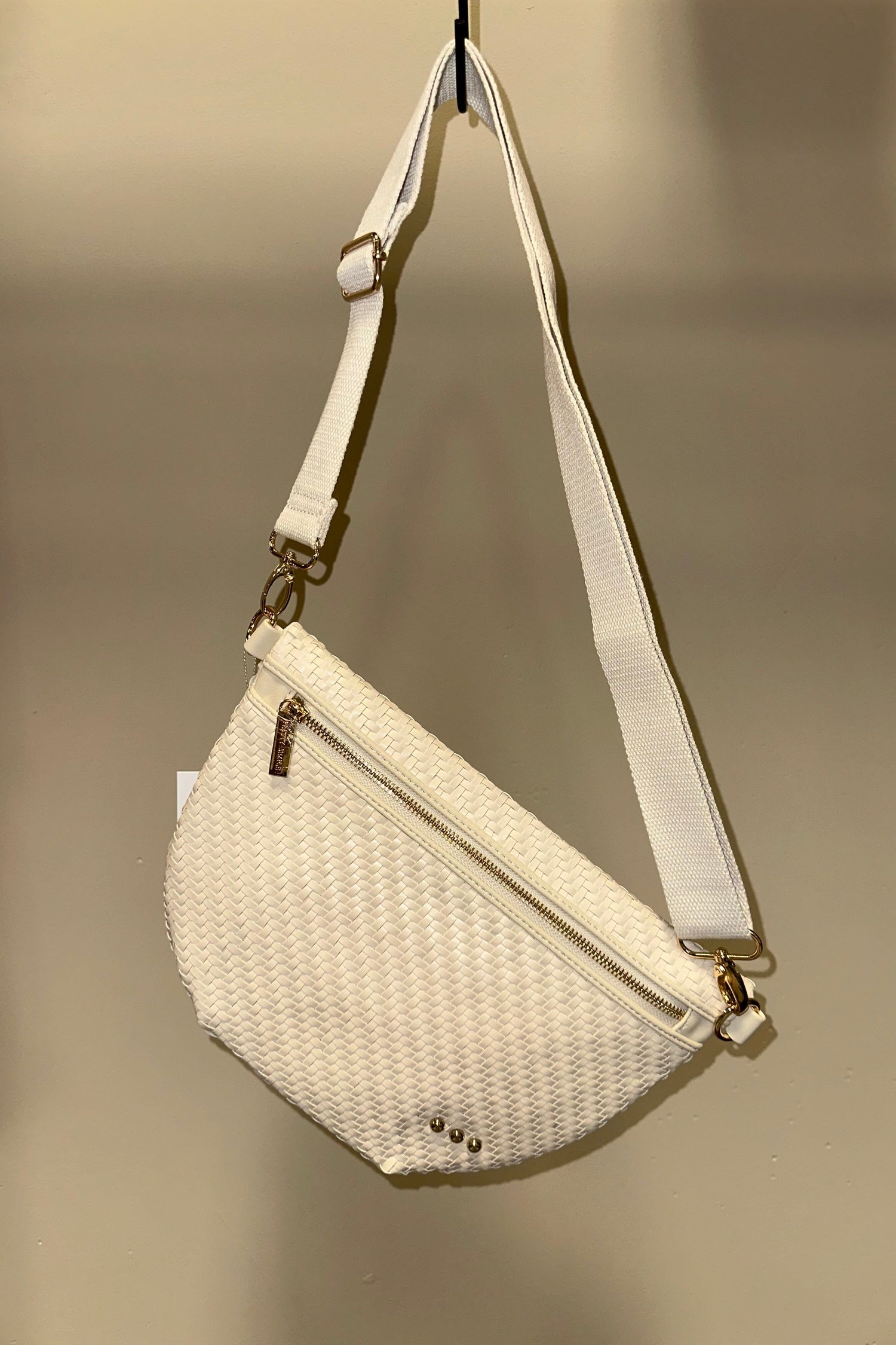 Diagonal Woven Westlyn Bum Bag Cream HANDBAGS PRETTY SIMPLE 