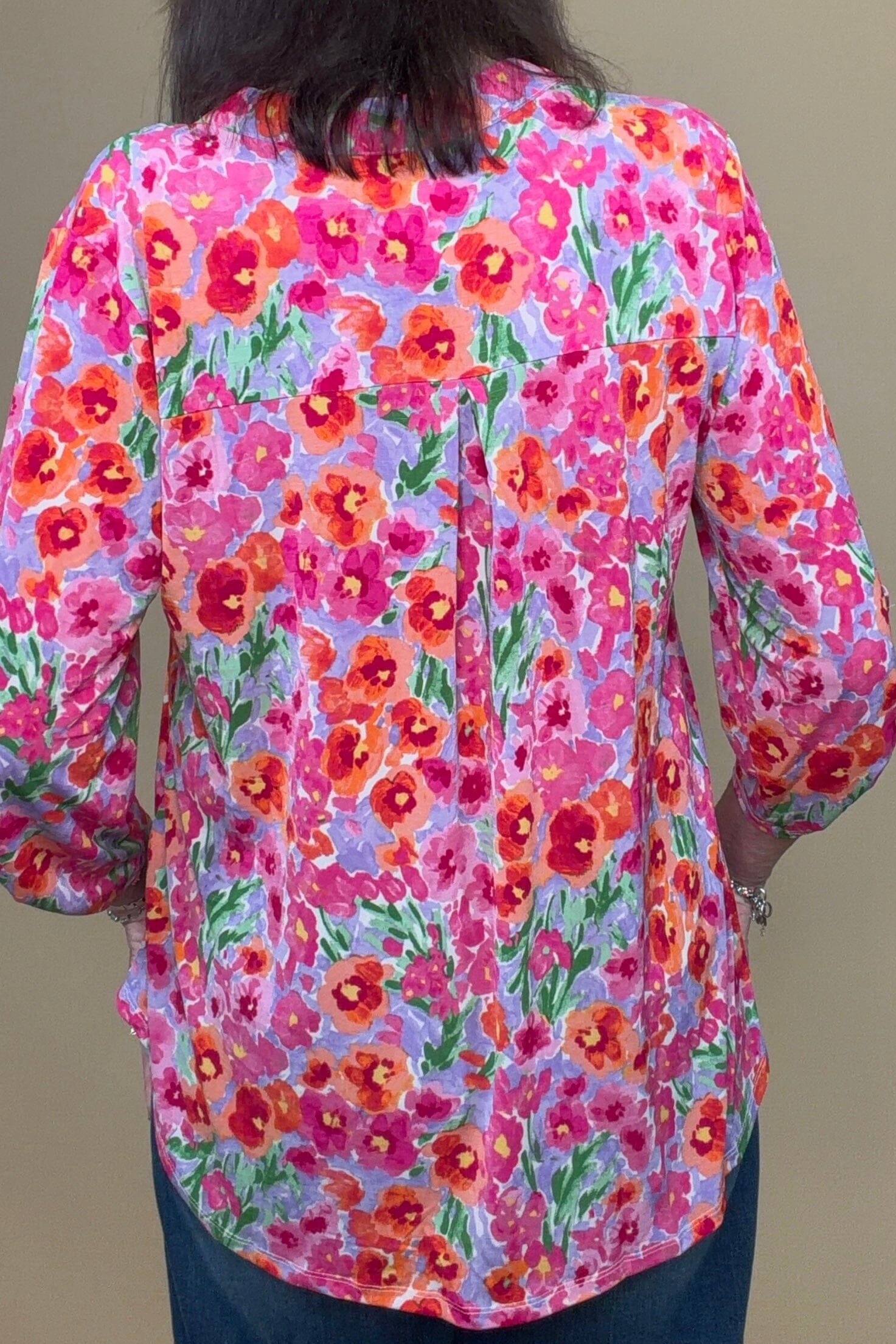 3/4 Sleeve Split Neck Floral Printed Top MISSY TOP SPECIAL DEAR SCARLETT 