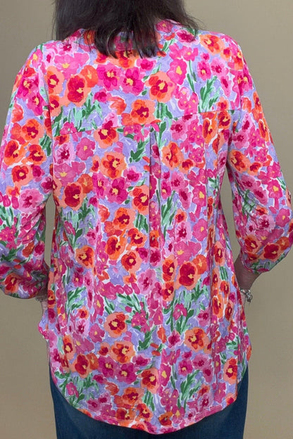 3/4 Sleeve Split Neck Floral Printed Top MISSY TOP SPECIAL DEAR SCARLETT 