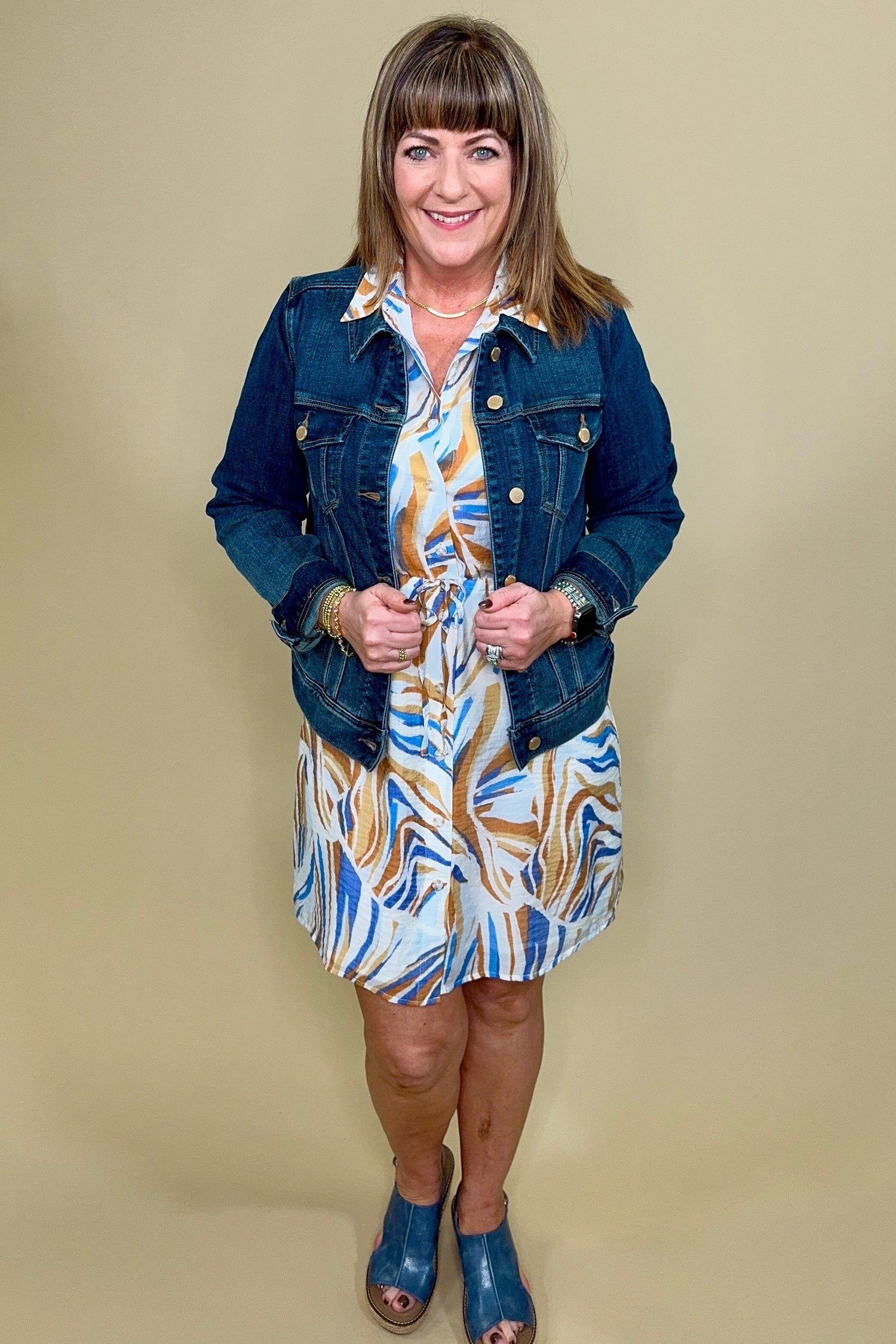 Lined Shirt Dress w/Waist Drawcord DRESS TRIBAL 