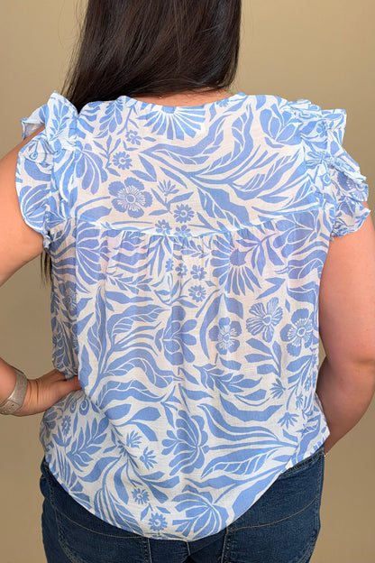 Printed Sleeveless Ruffle Top w/Tie MISSY TOP SPECIAL ZAC &amp; RACHEL 