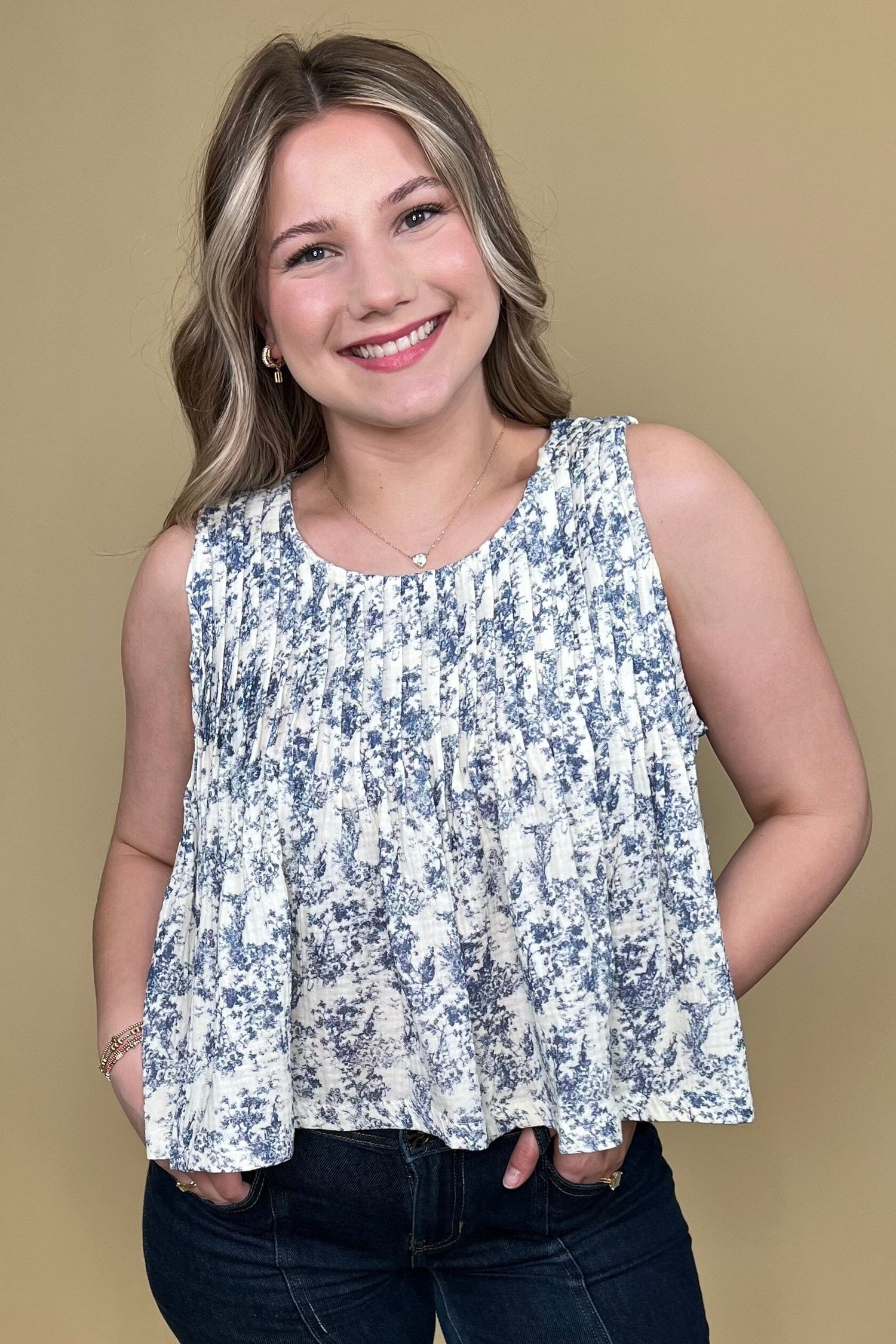 Sleeveless Baby Doll Top w/Toile JR TOP DRESSY POL CLOTHING 