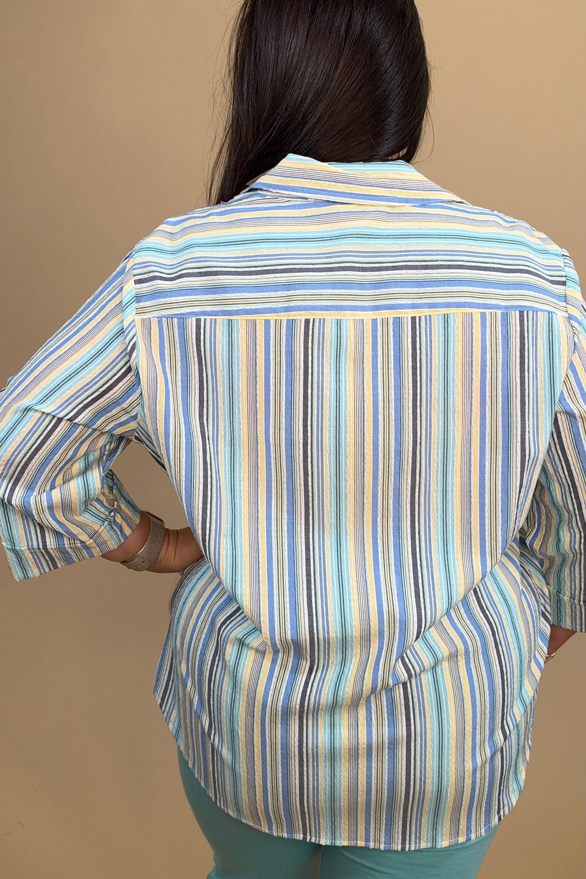 Striped Textured Button Down Top MISSY TOP SPECIAL SOUTHERN LADY 