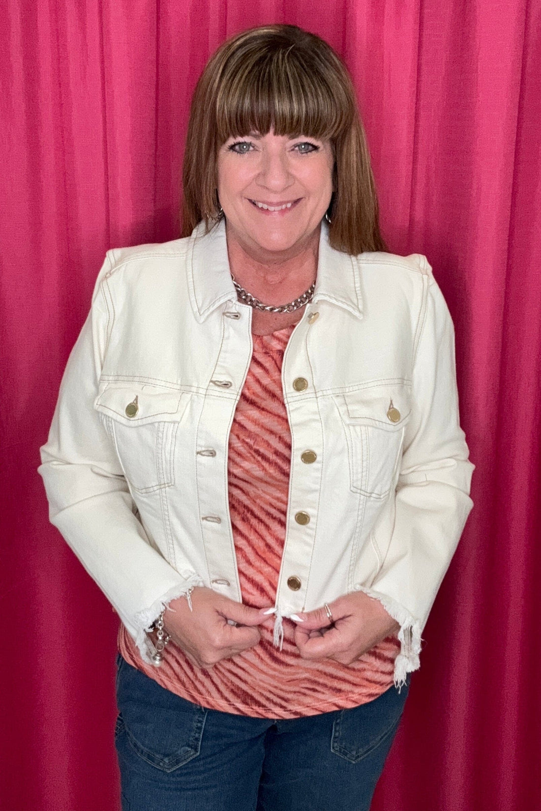 Crop Jacket with Fray Hem OUTFIT COMPLETER LIVERPOOL