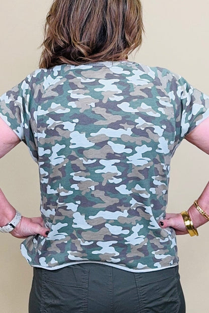 Short Sleeve Camo Enjoy the Good Days MISSY BASIC KNIT SUGAR STITCH 