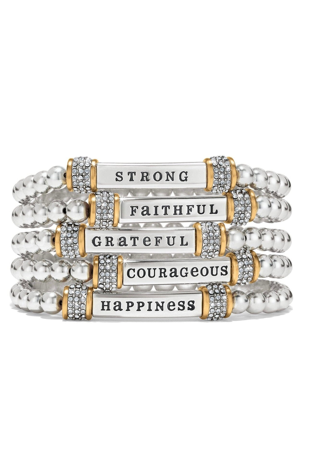 Meridian Happiness Two Tone Stretch Bracelet BJEWELRY Brighton Collectables 
