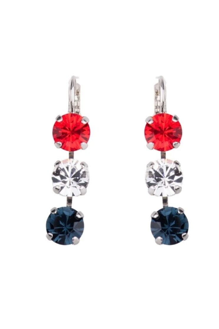 Medium Three Stone Earrings in "Americana" - Leverback Silver Plated BETTERBRANDJEWELRY MICHALSMARIANA 