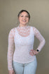 Long Sleeve Floral Lace Mesh - Cream/Pink MISSY BASIC KNIT VERYJ 