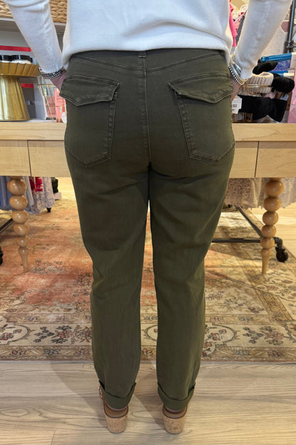 High Waist Aurora Weekender Garment Dyed Cuffed BOTTOMS JUDY BLUE 
