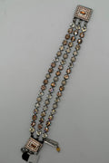 Triple Strand Bracelet with Rectangular Mosaics in "Peace" - SIlver Plated BETTERBRANDJEWELRY MICHALSMARIANA 