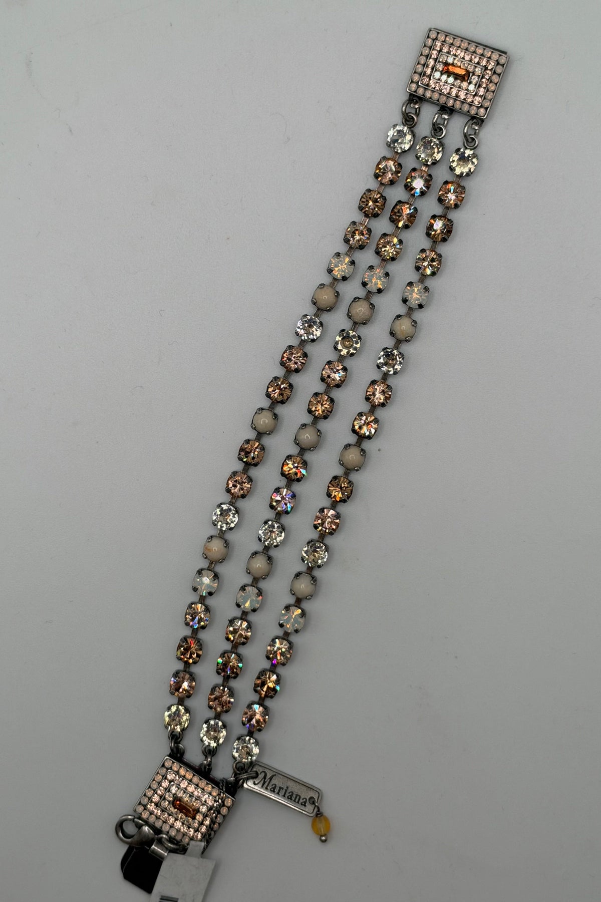 Triple Strand Bracelet with Rectangular Mosaics in "Peace" - SIlver Plated BETTERBRANDJEWELRY MICHALSMARIANA 