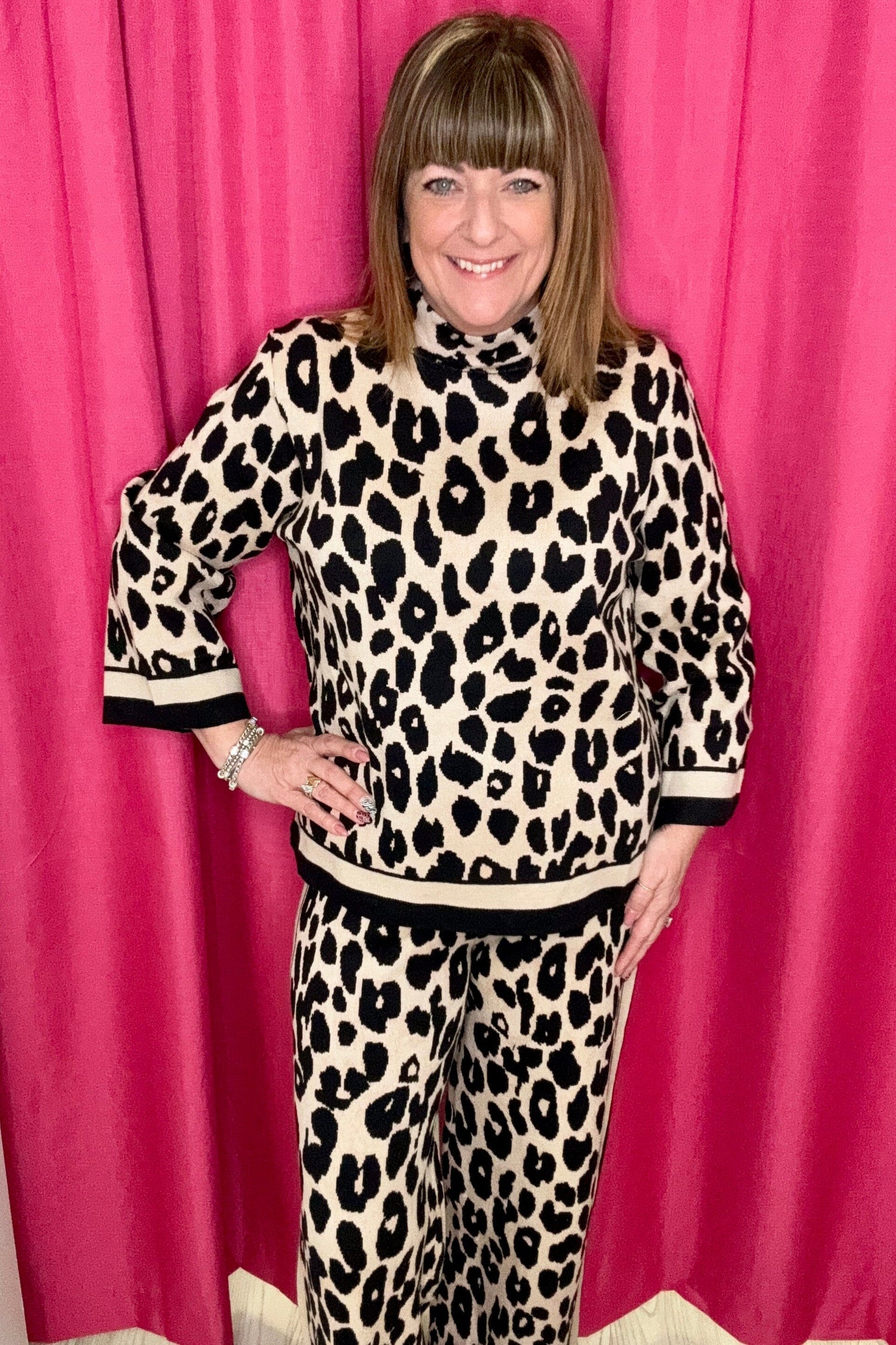 Animal Print Long Sleeve Pullover JRTOP CASUAL TOP ENTRO 