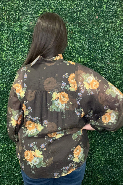 Long Sleeve Floral Printed Top JR TOP DRESSY ENTRO 