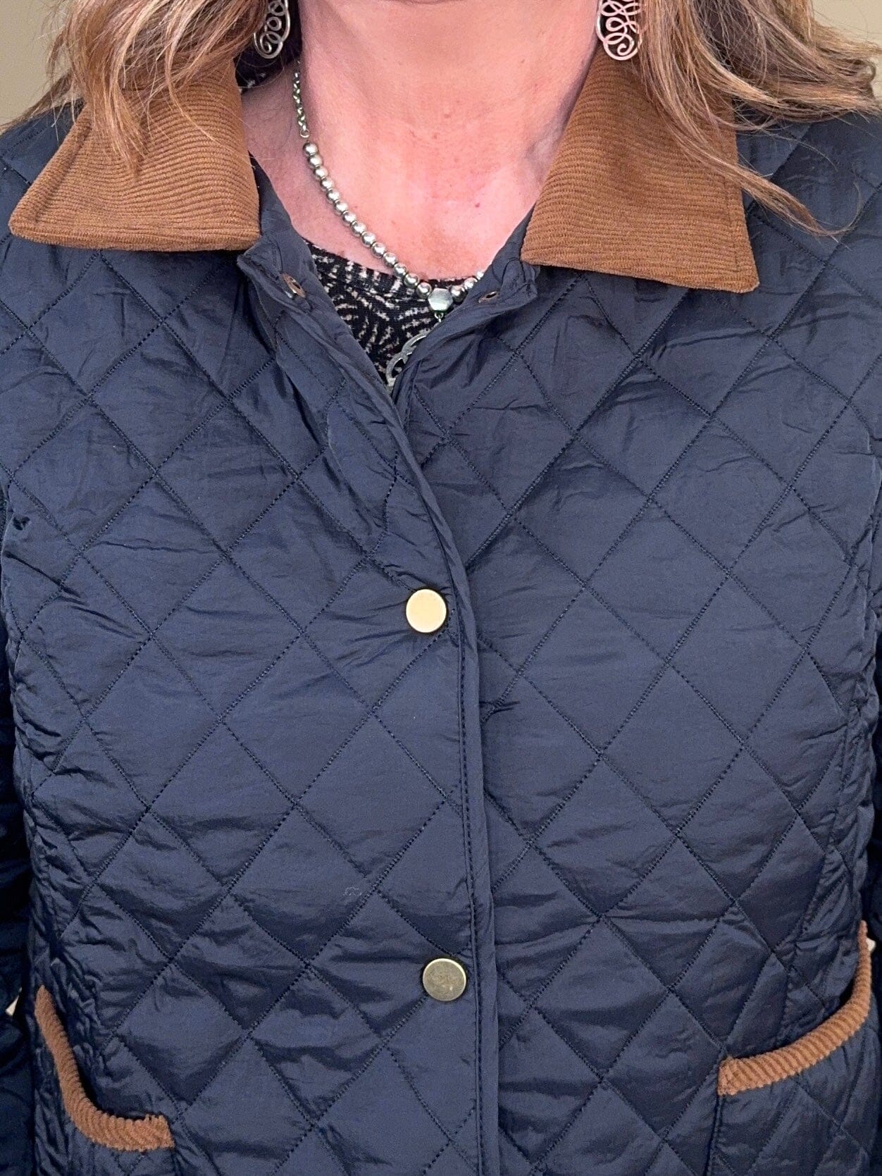 Quilted Jacket with Corduroy Trime JACKET:~~Unassigned~~ CREATION 