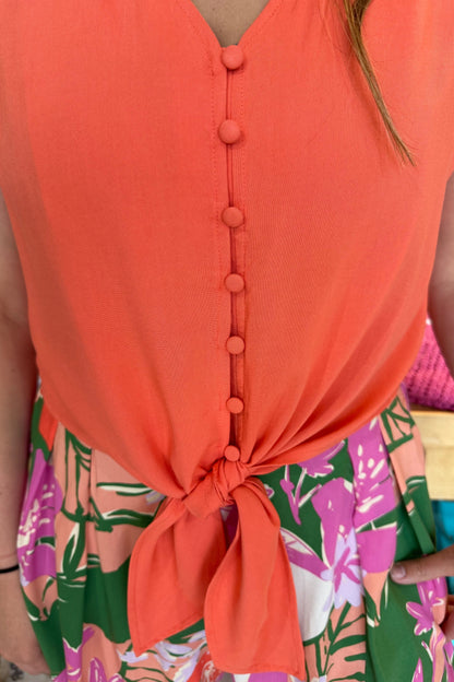Tie Front Button Down Blouse MISSY TOP SPECIAL TRIBAL 