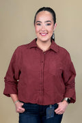 3/4 Sleeve Bubble Hem Woven Shirt MISSY TOP SPECIAL:~~Unassigned~~ DEMOCRACY 