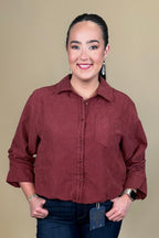 3/4 Sleeve Bubble Hem Woven Shirt MISSY TOP SPECIAL:~~Unassigned~~ DEMOCRACY 