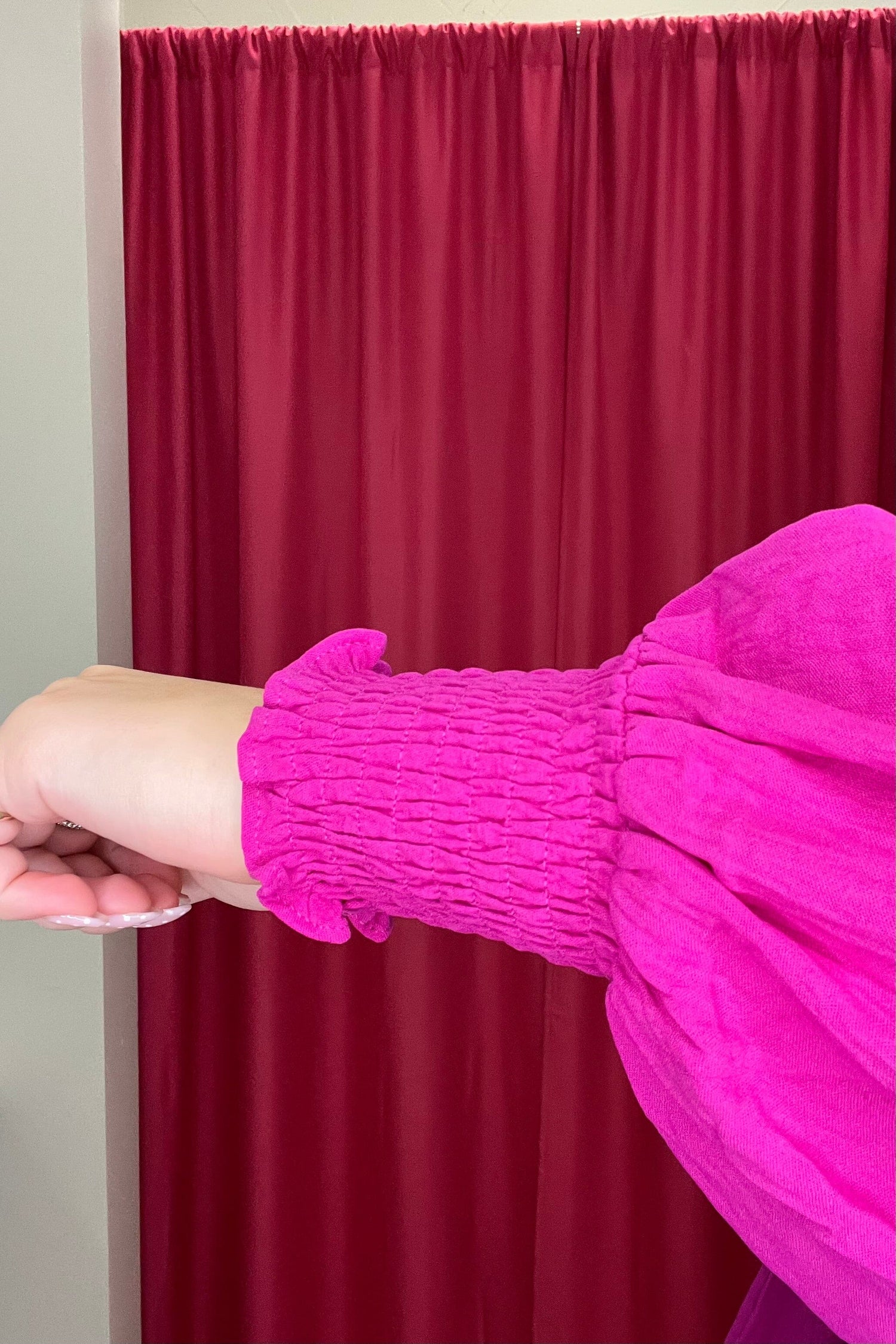 Long Sleeve Woven Smocked Waist Dress DRESS SHE&amp;SKY 