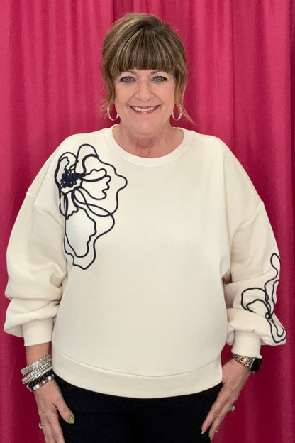 Long Sleeve Crew Neck w/Embroidery MISSY TOP SPECIAL TRIBAL 