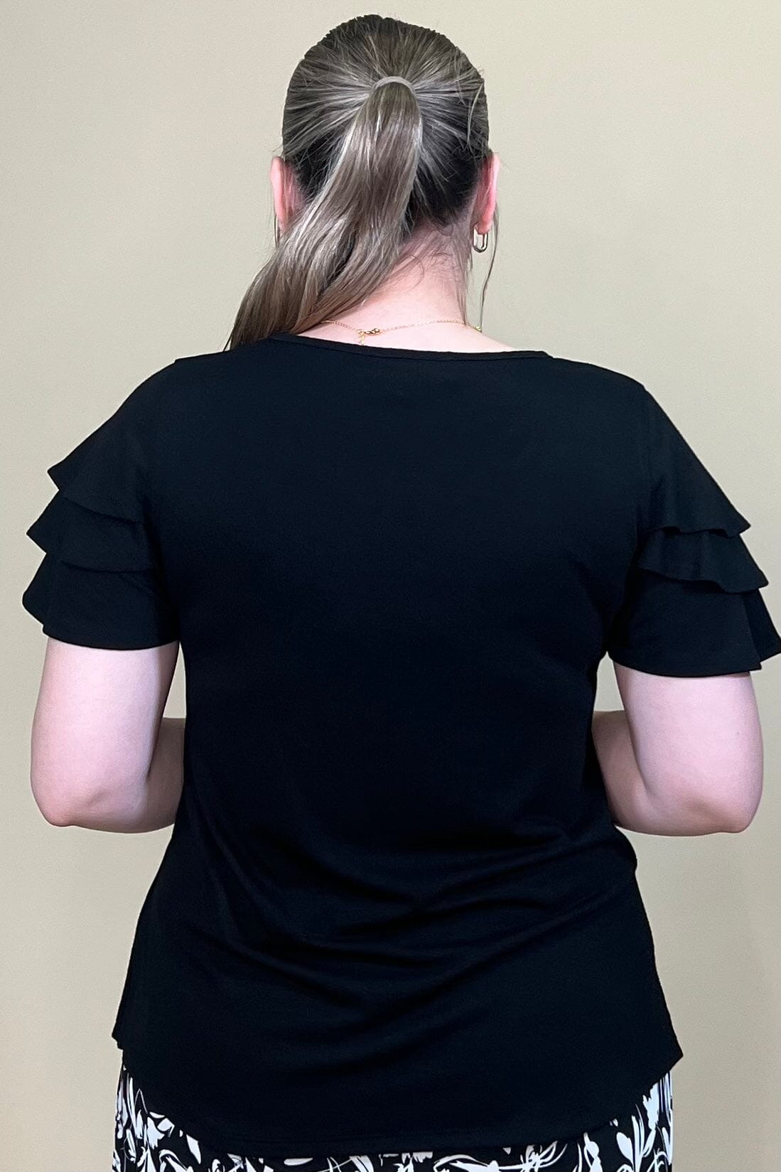 Short Ruffle Sleeve Scoop Neck w/Keyhole Cutouts MISSY TOP SPECIAL SOUTHERN LADY 