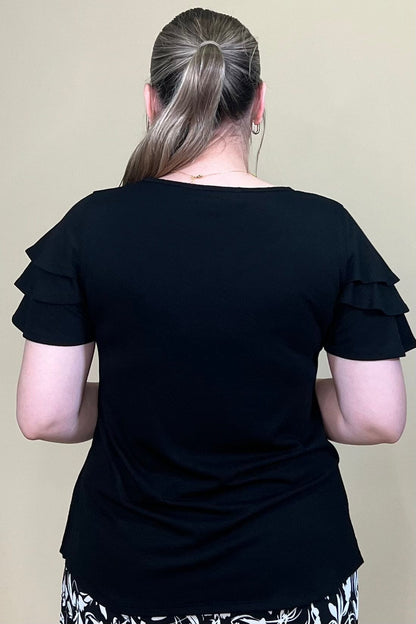 Short Ruffle Sleeve Scoop Neck w/Keyhole Cutouts MISSY TOP SPECIAL SOUTHERN LADY 