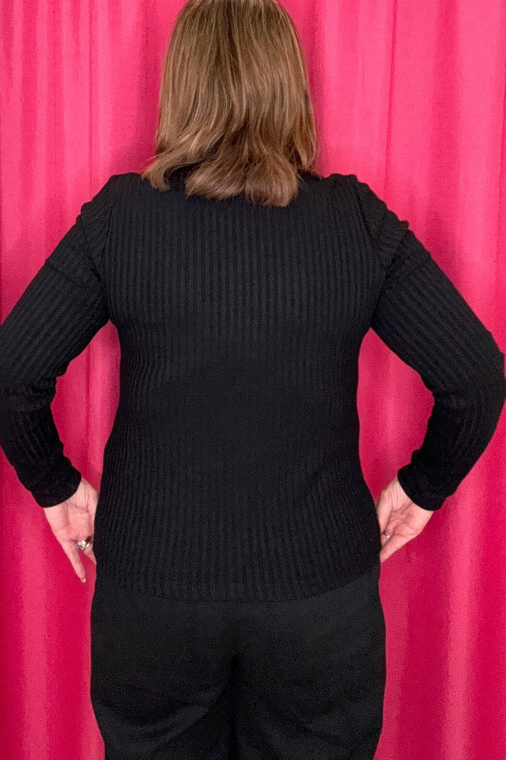 Long Sleeve Mock Neck Knit Top w/Button MISSY BASIC KNIT LIVERPOOL 