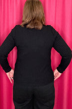 Long Sleeve Mock Neck Knit Top w/Button MISSY BASIC KNIT LIVERPOOL 