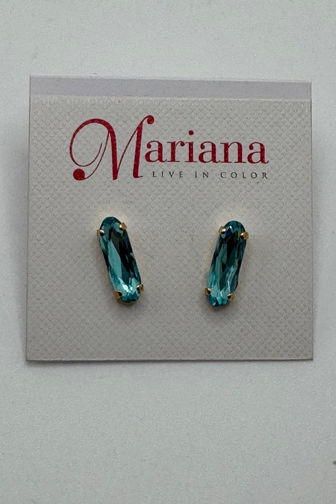 Long Oval Single Post Earring in &quot;Aquamarine&quot; BETTERBRANDJEWELRY Mariana 